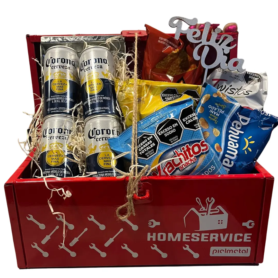 Caja de herramientas snack y cerveza